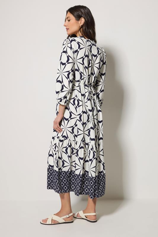 M&Co White Geometric Print Tiered Maxi Dress| M&Co 2