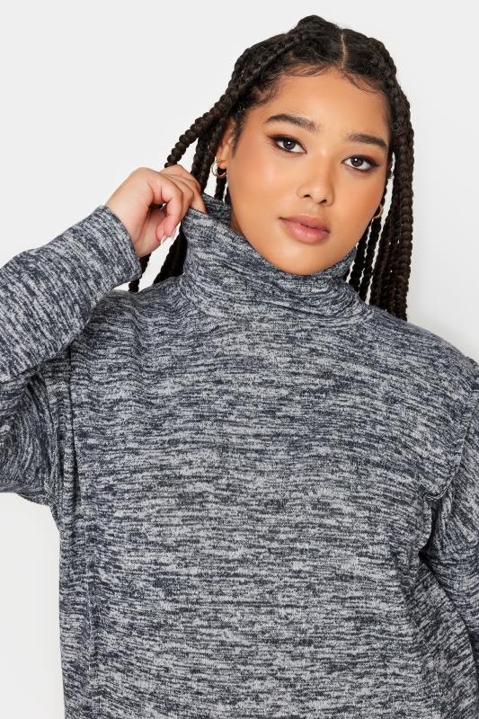 YOURS LUXURY Plus Size Grey Soft Touch Turtle Neck Jumper | Yours Clothing 4