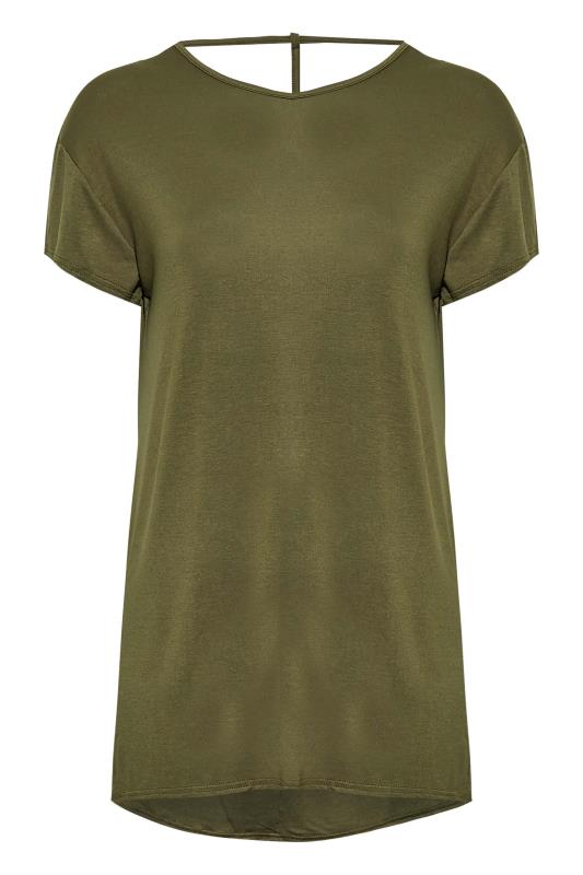 LIMITED COLLECTION Plus Size Khaki Green Cut Out Back T-Shirt 6