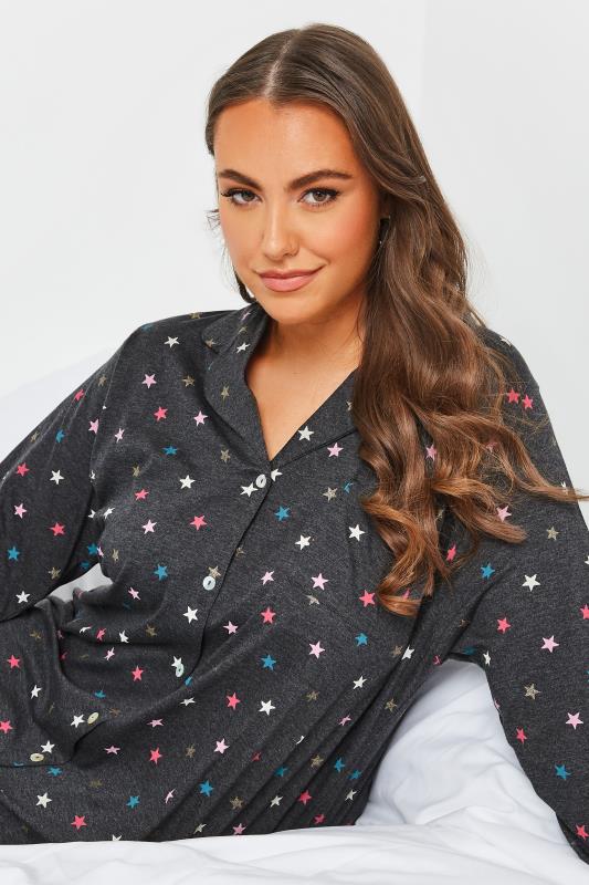 Curve Charcoal Grey Star Print Nightshirt | Yours Clothing 4