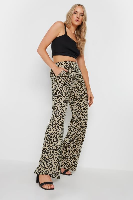 LTS Tall Women's Natural Brown Leopard Print Wide Leg Trousers | Long Tall Sally 3