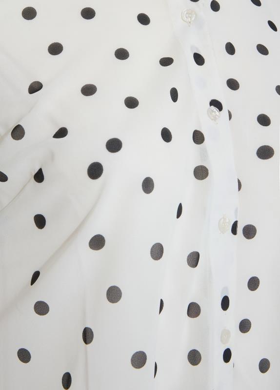 Plus Size White Polka Dot Chiffon Shirt 