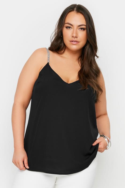 Plus Size  LIMITED COLLECTION Curve Black Chain Strap Cami Top