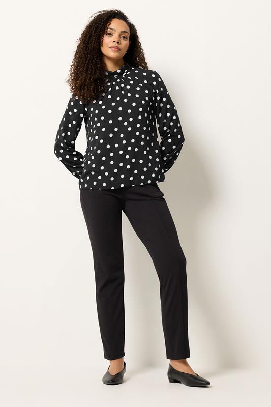 M&Co Black Polka Dot Tie Back Blouse | M&Co 1
