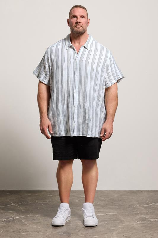 JACK & JONES Big & Tall Navy Blue Striped Shirt | BadRhino 1