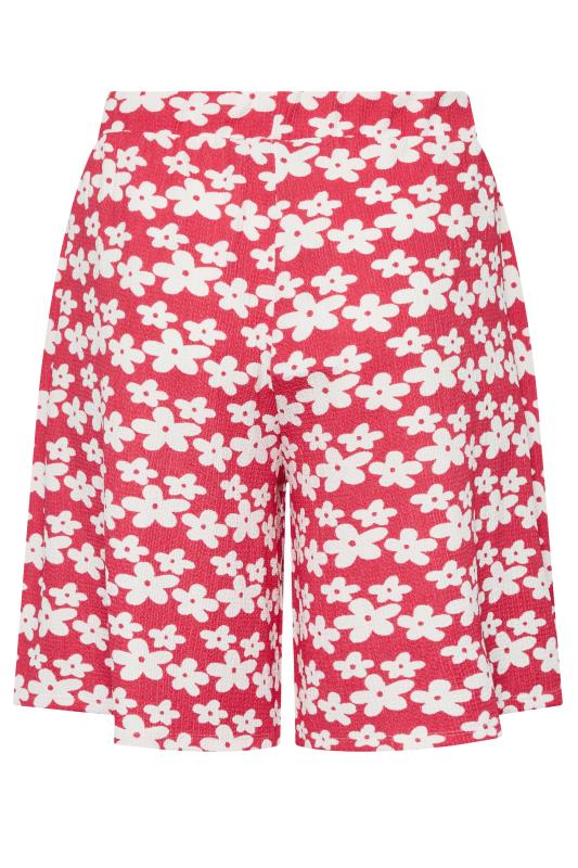 YOURS Plus Size Pink & White Floral Print Pull On Shorts | Yours Clothing 6