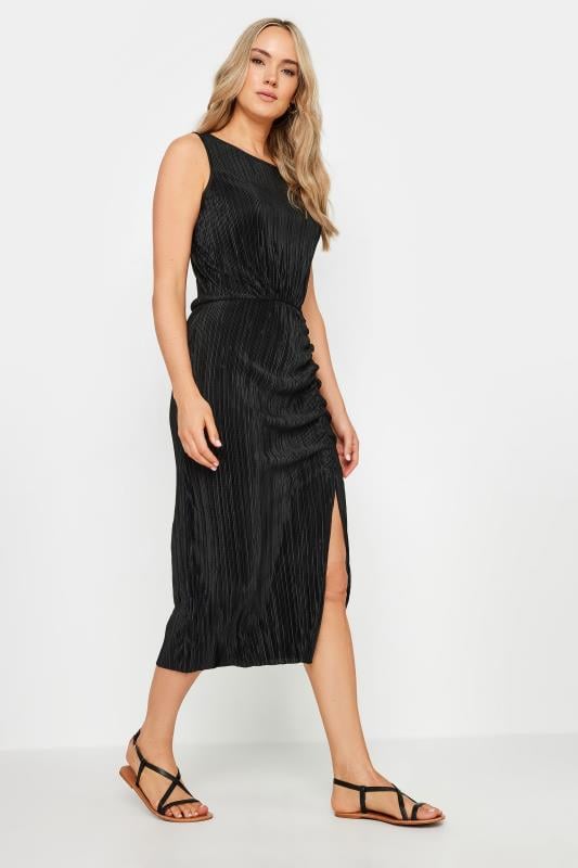 LTS Tall Black Plisse Sleeveless Midi Dress | Long Tall Sally 1