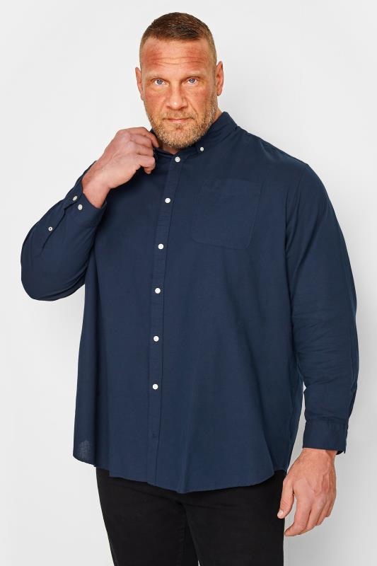 JACK & JONES Big & Tall Navy Blue Oxford Shirt | BadRhino 1