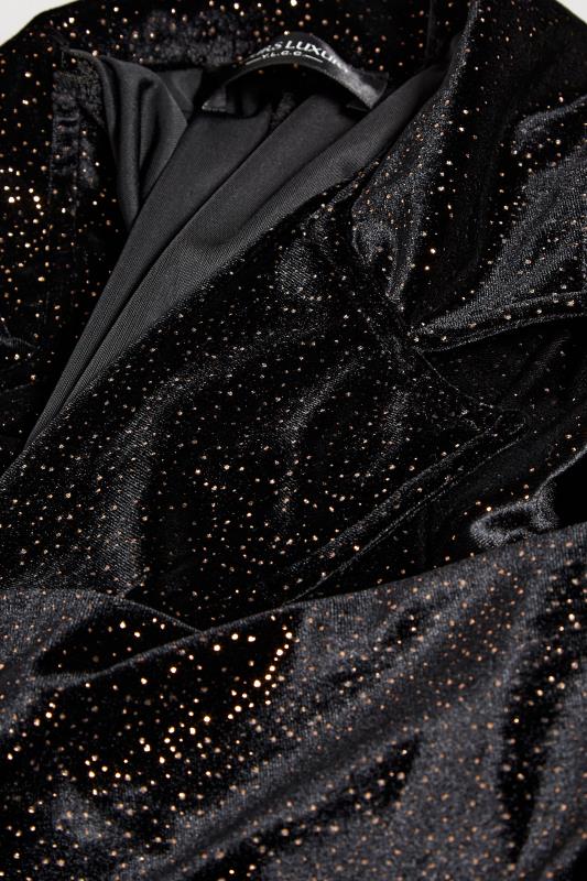 YOURS LUXURY Plus Size Black Glitter Velvet Blazer | Yours Clothing 9