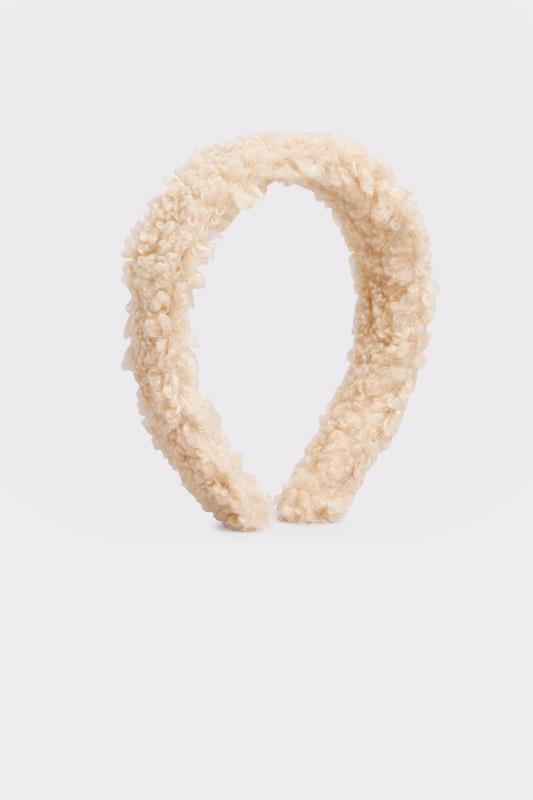 Plus Size Cream Teddy Shearling Headband | Yours Clothing 2