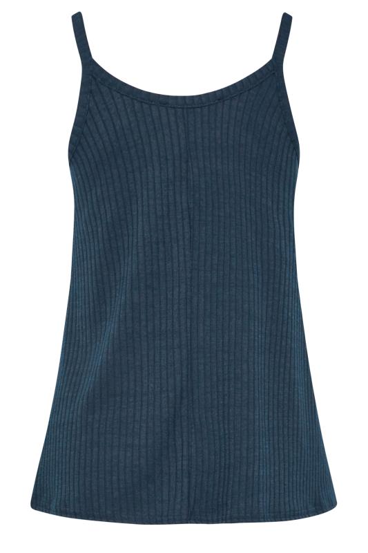 LIMITED COLLECTION Plus Size Navy Blue Ribbed Button Cami Vest Top | Yours Clothing 7