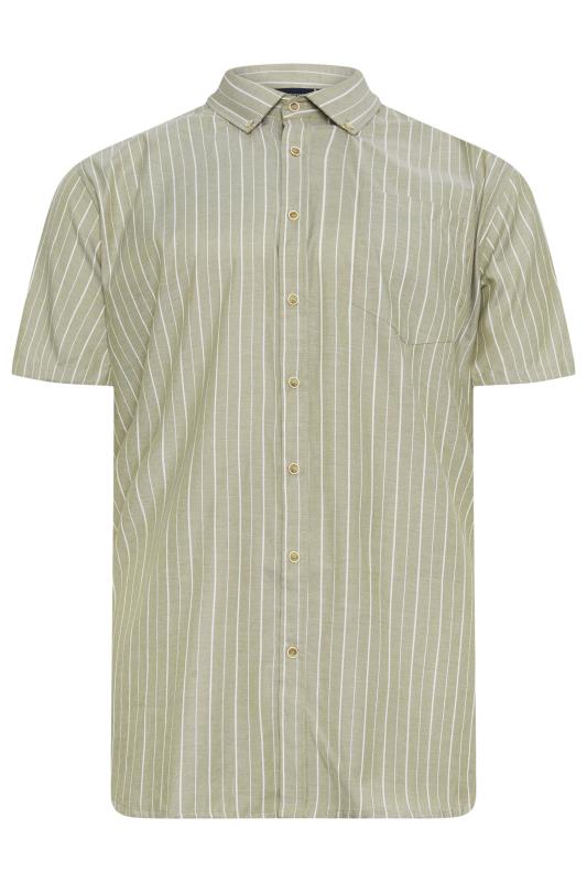 Men's  Espionage Big & Tall Sage Green Stripe Short Sleeve Oxford  Shirt