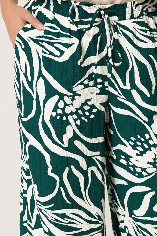 YOURS Plus Size Teal Green Floral Wide Leg Trousers | Yours Clothing 4