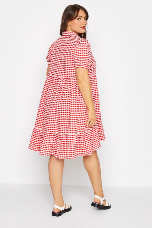 LIMITED COLLECTION Curve Red Gingham Dipped Hem Smock Dress_C.jpg