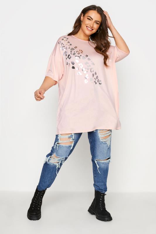 LIMITED COLLECTION Pink Foil Leopard Print Oversized Tee_B.jpg