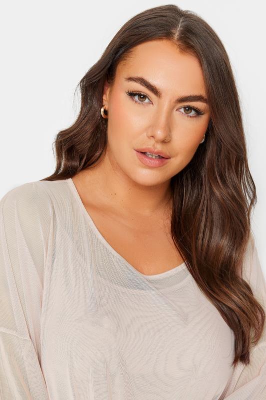 YOURS Plus Size Pink Oversized Mesh Top | Yours Clothing 4