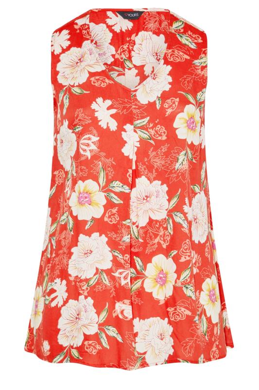 Plus Size Red Floral Swing Vest Top | Yours Clothing 5