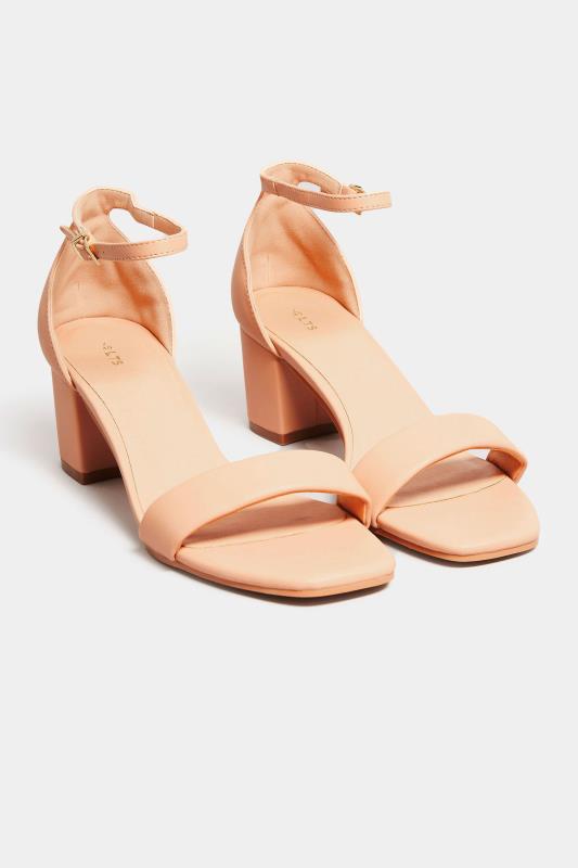 LTS Nude Faux Leather Block Heel Sandals In Standard Fit | Long Tall Sally 2