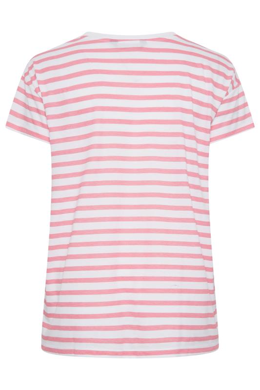 YOURS Plus Size Pink Stripe Rose Print T-Shirt | Yours Clothing 7