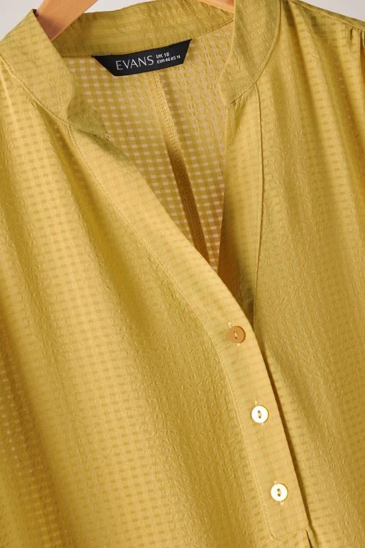 EVANS Plus Size Mustard Yellow Woven Check Blouse | Evans  8