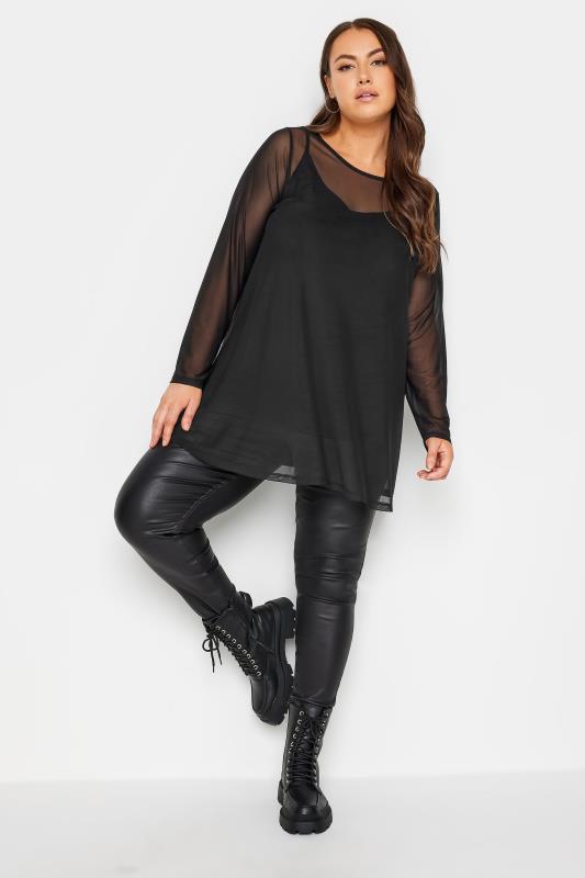 LIMITED COLLECTION Plus Size Black Mesh Swing Top | Yours Clothing 2