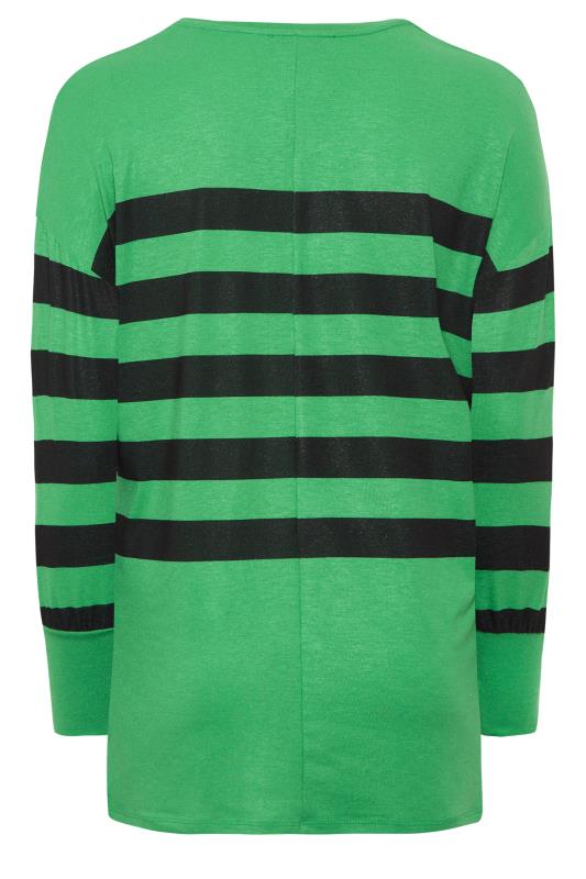 YOURS LUXURY Curve Green Stripe V-Neck Top | Yours Clothing 8