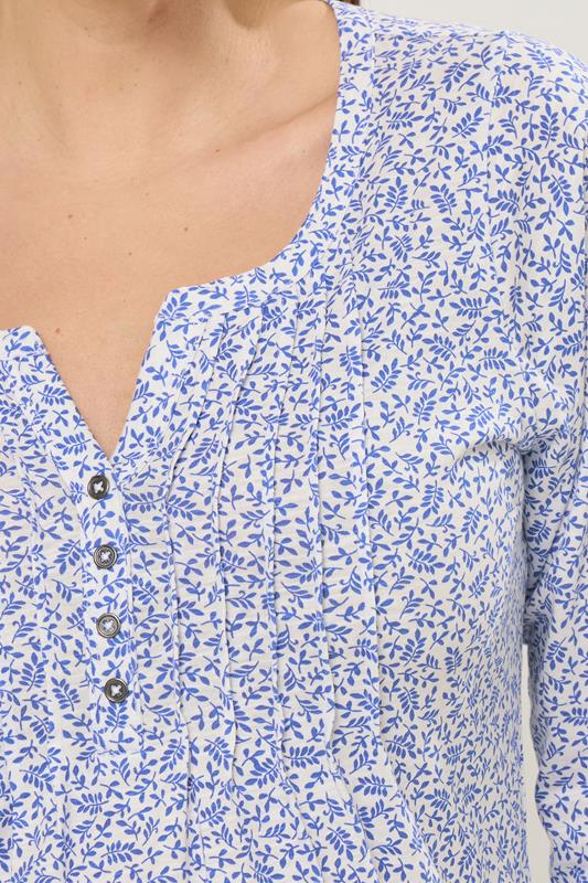 M&Co Blue Floral Cotton Henley Top | M&Co 4