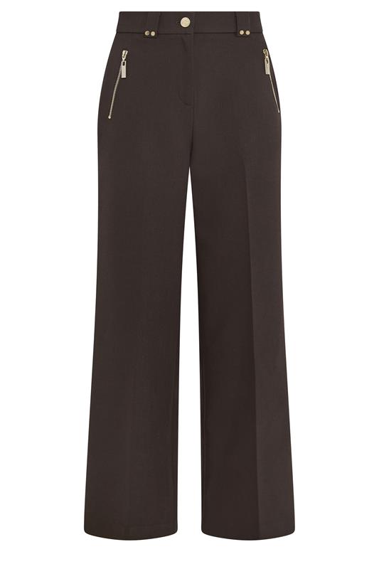 STAR Chocolate Brown Tailored Wide Leg Trousers | StarByJM 5