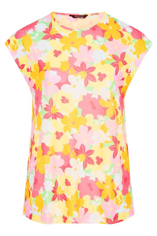 LIMITED COLLECTION Curve Pink Retro Floral Print Grown On Sleeve T-Shirt | Yours Clothing 6