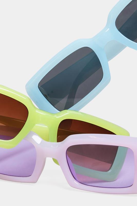 Plus Size Blue Rectangle Sunglasses | Yours Clothing 5
