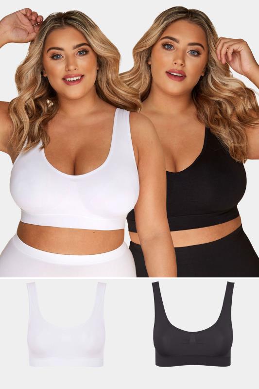  Grande Taille 2 PACK White & Black Seamless Non-Padded Non-Wired Bralettes