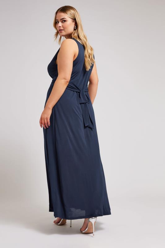 YOURS LONDON Plus Size Navy Blue Knot Front Maxi Dress | Yours Clothing 4