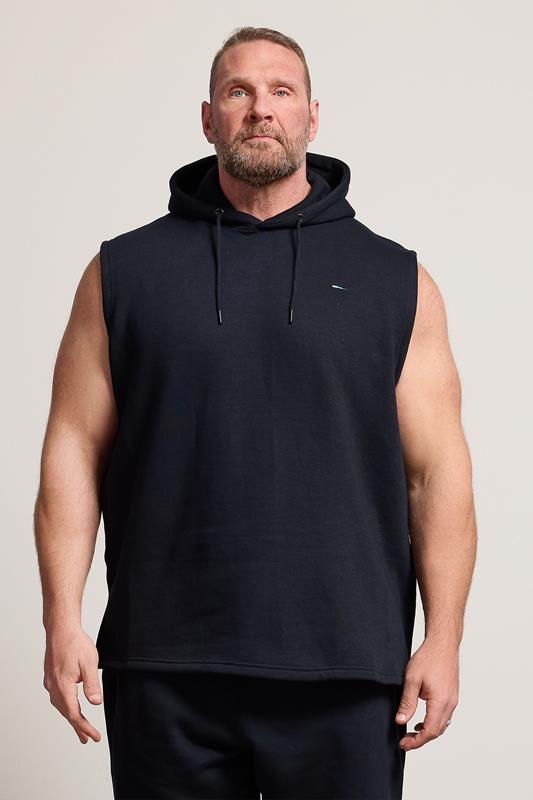  BadRhino Big & Tall Sweat à capuche bleu marine sans manches