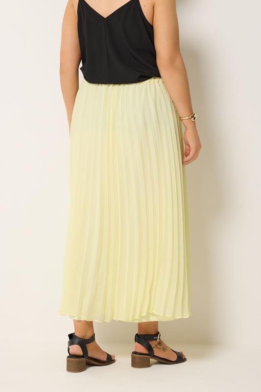 YOURS Plus Size Yellow Pleated Skirt | Yours Clothing 4