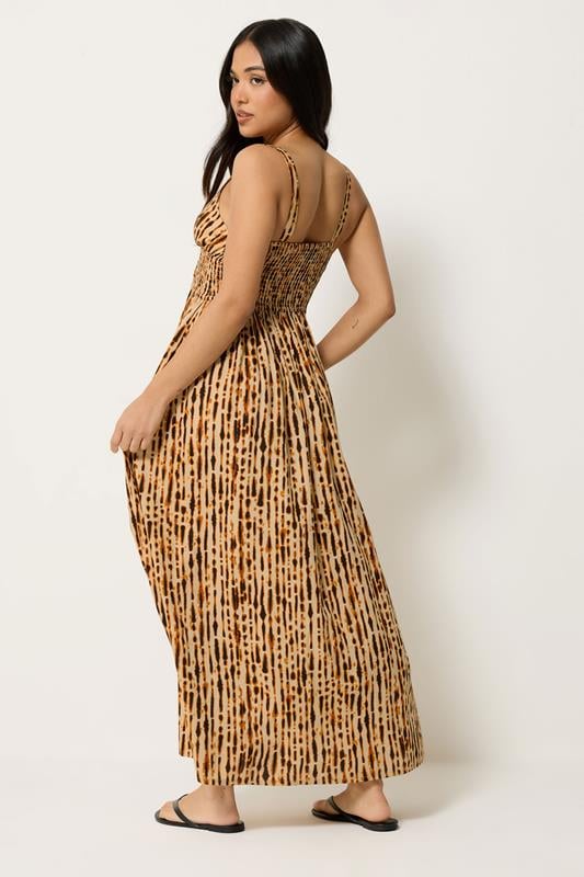 PixieGirl Petite Women's Brown Tie Dye Wrap Maxi Dress | PixieGirl 2
