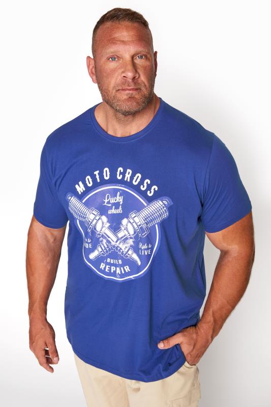 BadRhino Big & Tall Royal Blue Motorcross Graphic Print T-Shirt 1