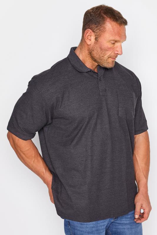 KAM Big & Tall Charcoal Grey Pocket Polo Shirt 1