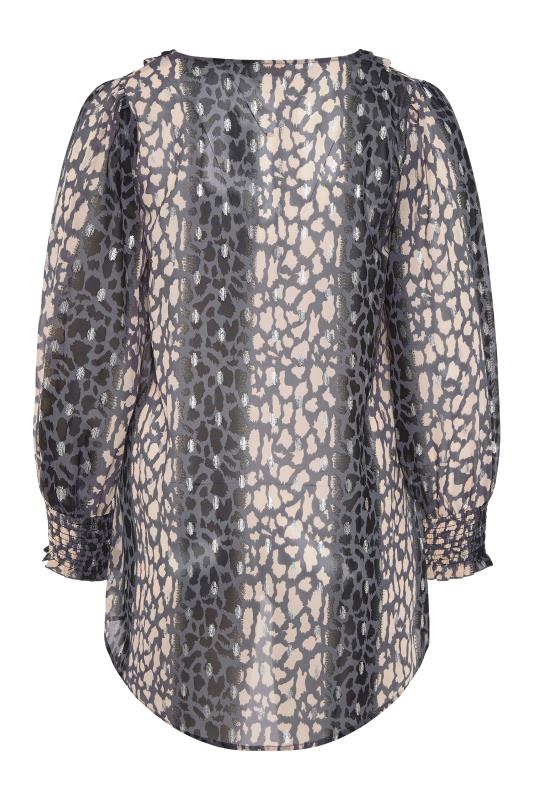 Plus Size YOURS LONDON Grey Animal Print Balloon Sleeve Blouse | Yours Clothing 7