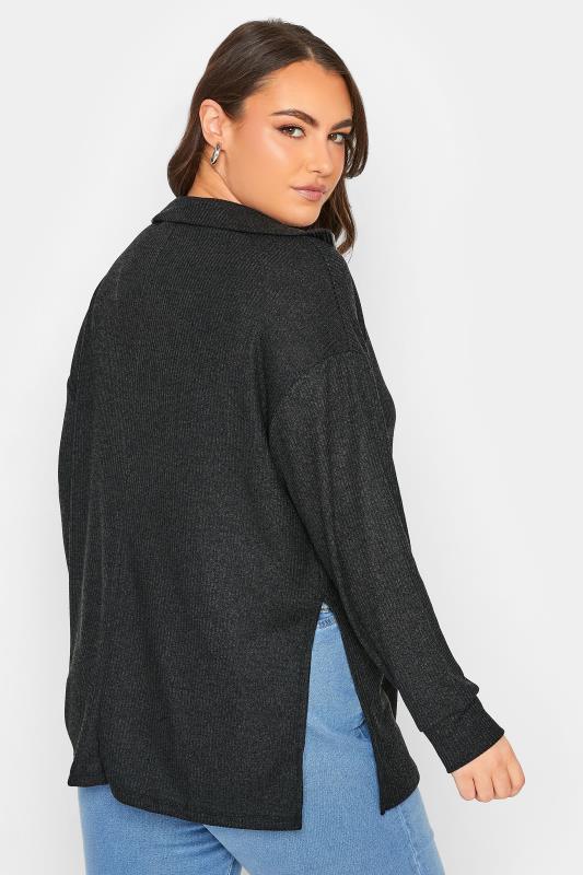 Plus Size Charcoal Grey Half Zip Neck Jumper | Yours Clothing 3