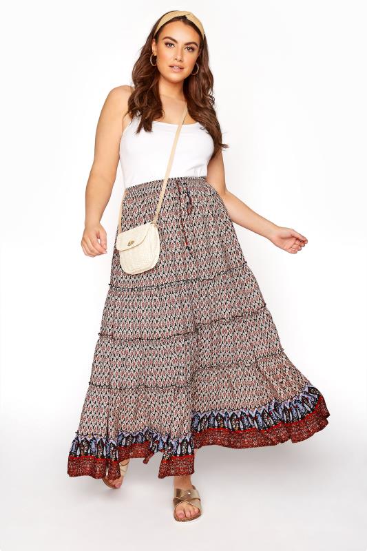 Red Aztec Tiered Gypsy Skirt_A.jpg