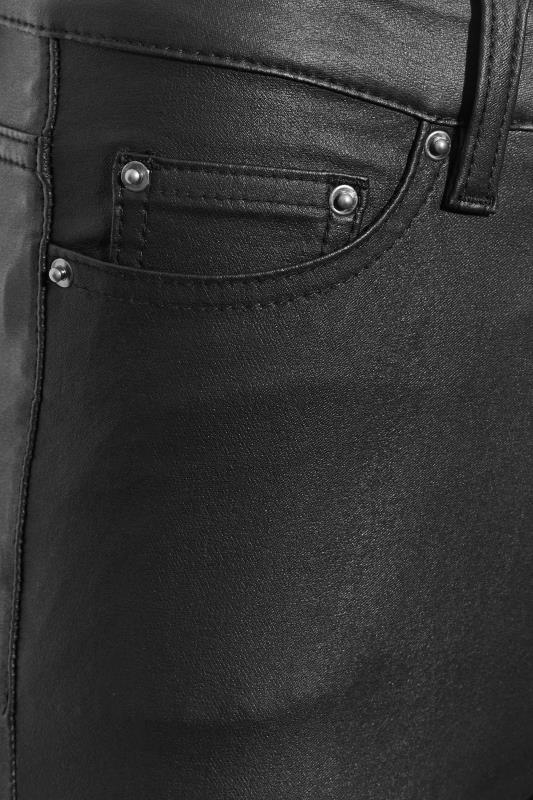 Petite Black AVA Leather Look Jeans 4