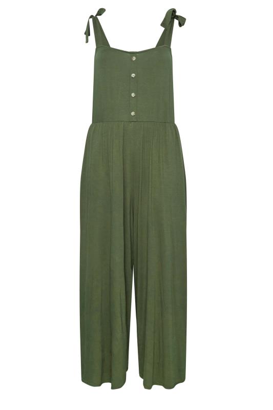 LIMITED COLLECTION Plus Size Khaki Green Culotte Dungarees | Yours Clothing 6