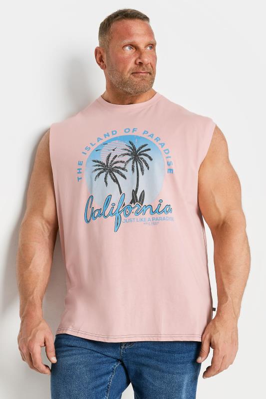 Men's  KAM Big & Tall Pink 'Cali' Sleeveless T-Shirt