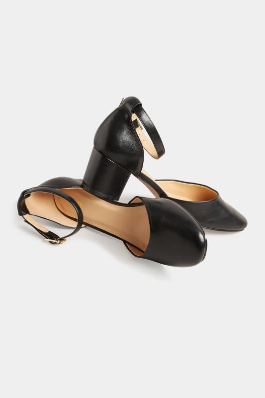 LTS Black Two Part Block Heel Court Shoes in Standard Fit | Long Tall Sally 5