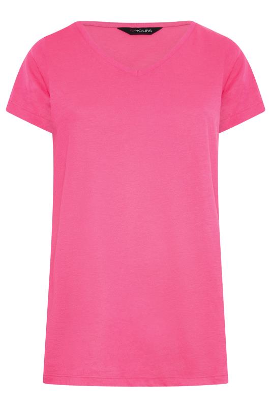 YOURS Curve Plus Size Hot Pink Essential Short Sleeve T-Shirt | Yours Clothing  5