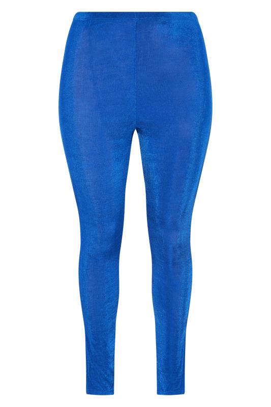 Plus Size Cobalt Blue Slinky Split Hem Leggings | Yours Clothing 4