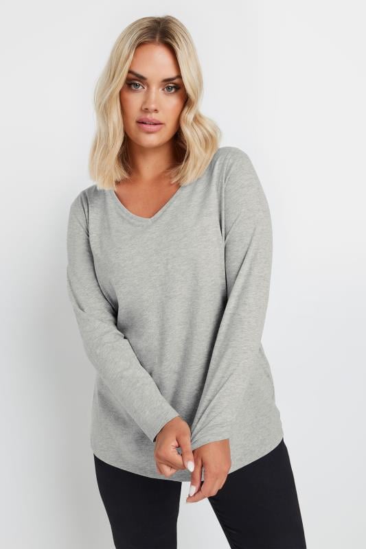  Grande Taille YOURS Curve Grey Core Long Sleeve T-Shirt