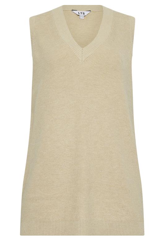 LTS Tall Women's Beige Brown V-Neck Knitted Vest Top | Long Tall Sally 6