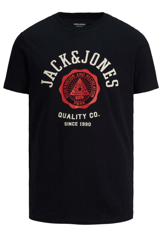 Großen Größen  JACK & JONES Big & Tall Black Logo Print T-Shirt