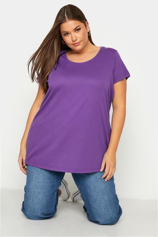 Purple Short Sleeve Basic T-Shirt_A.jpg